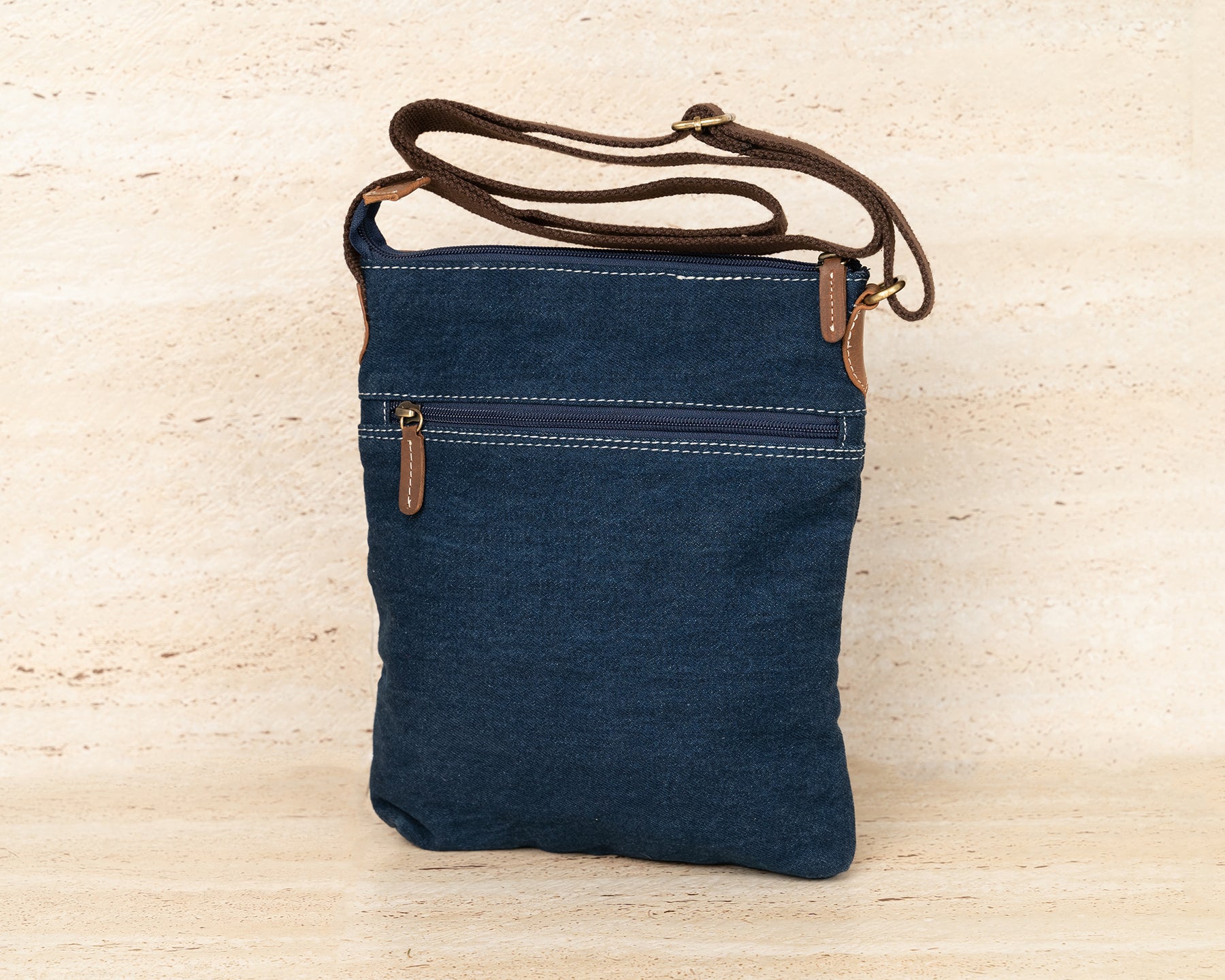 ABORIGINAL Handbag INDIGENOUS Leather & Denim Combination Shoulder Bag 30 X 25 X 5cm Diwana