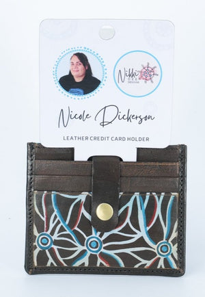 ABORIGINAL INDIGENOUS Artist Leather Genuine Leather Card Holder 10.4 X 8.3cm Family Connection "Nicole Dickerson
