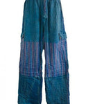 Pants Stripped Tibetan cotton hippy Mens Nepal yoga Comfy Unisex Summer Aqua