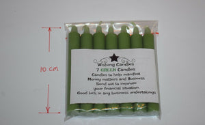 Candles wishing candle holder Ritual with written spell on label chime 10cm long BELOW COST