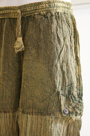 Pants Stripped Tibetan cotton hippy Mens Nepal yoga Comfy Unisex Summer patch green