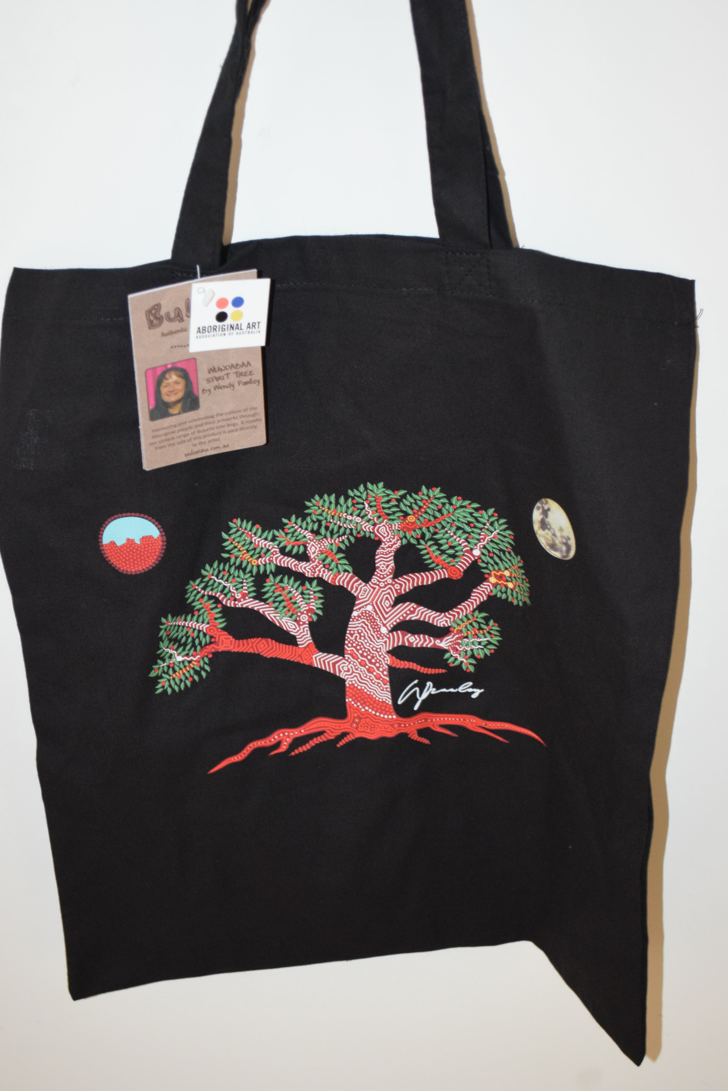 ABORIGINAL Cotton bag shopping tote INDIGENOUS Bulurru Art Wundabaa Spirit Tree