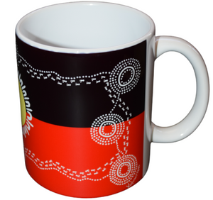 Coffee Cup Aboriginal Bulurru indigenous Tea Mug Drink FLAG SUNSET DREAMING