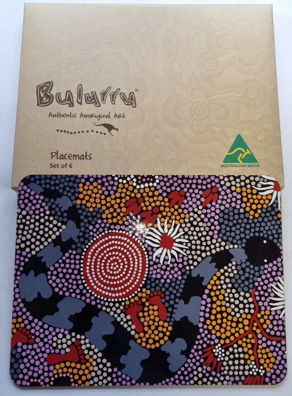 Australian indigenous Artist Bulurru placemats 6 set  FROM THE BUSH