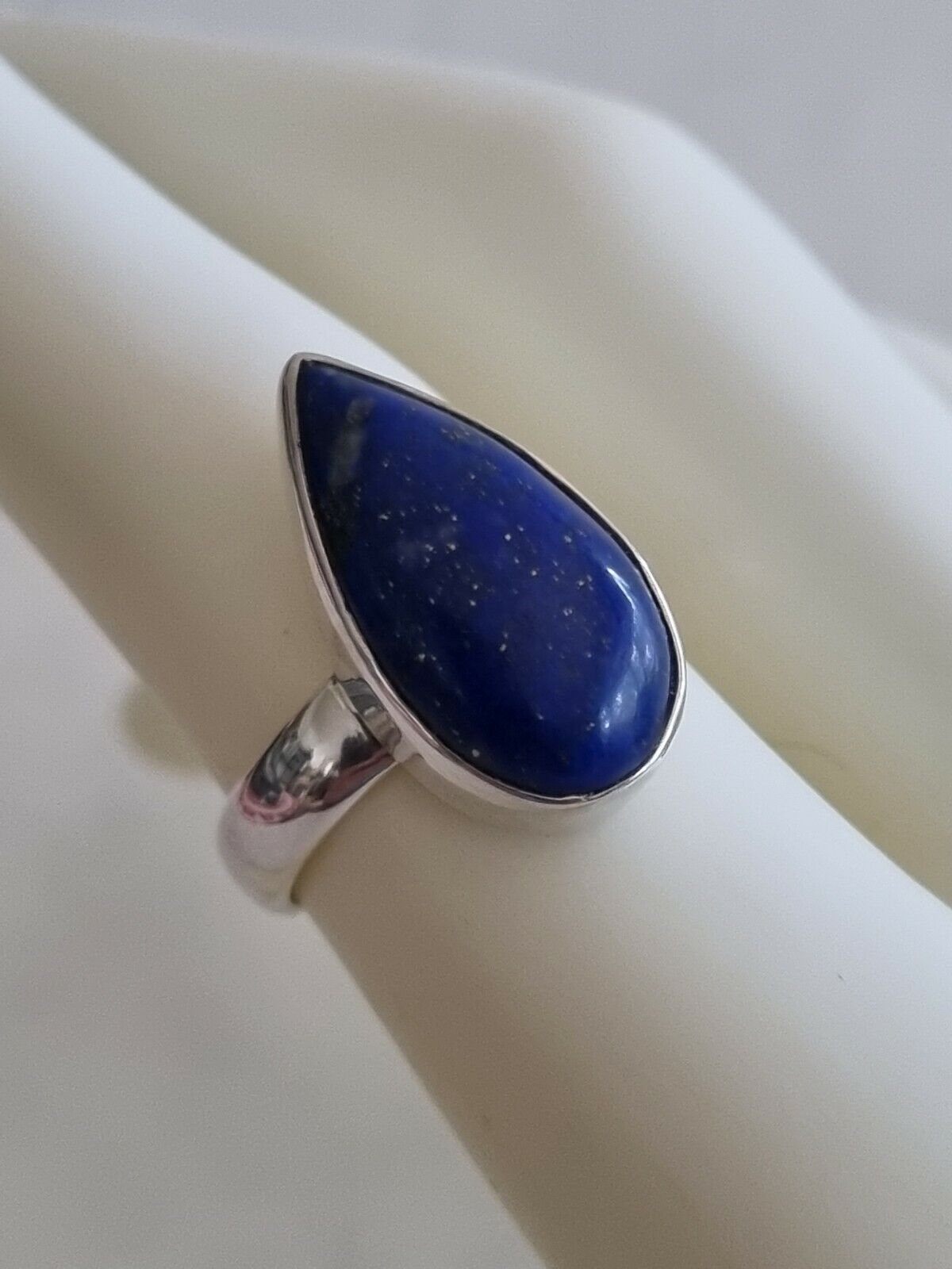 Ring Lapis lazuli Ring polished crystal Gemstone sterling silver size 8.0