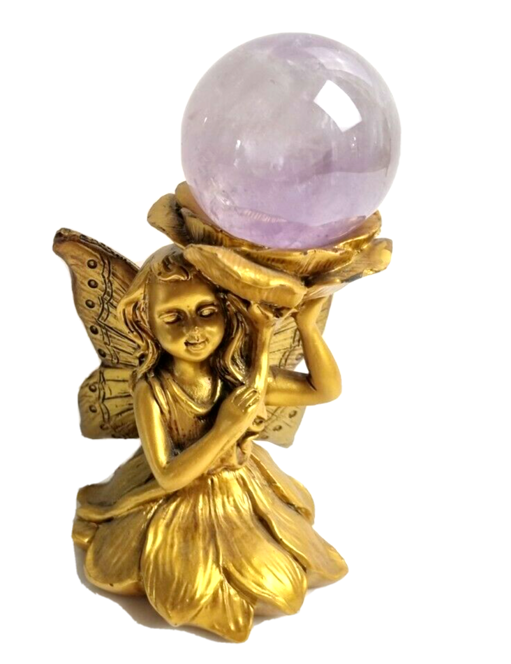Fairy Sphere stand Crystal Ball Display Orb Resin Cute Flower Gumnut fairy