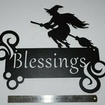Witch Blessings plama cut handmade sign wall art XL 44cm x 39cm Flying Witch