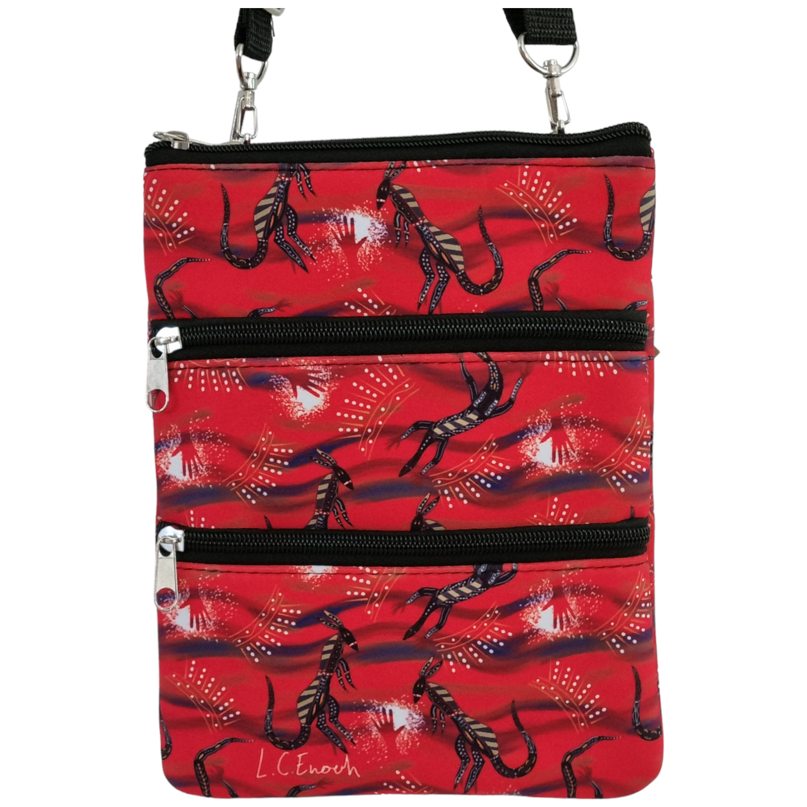 Aboriginal indigenous Art Bulurru Aboriginal 3 Zip Bag Handbag DESERT TOTEMS