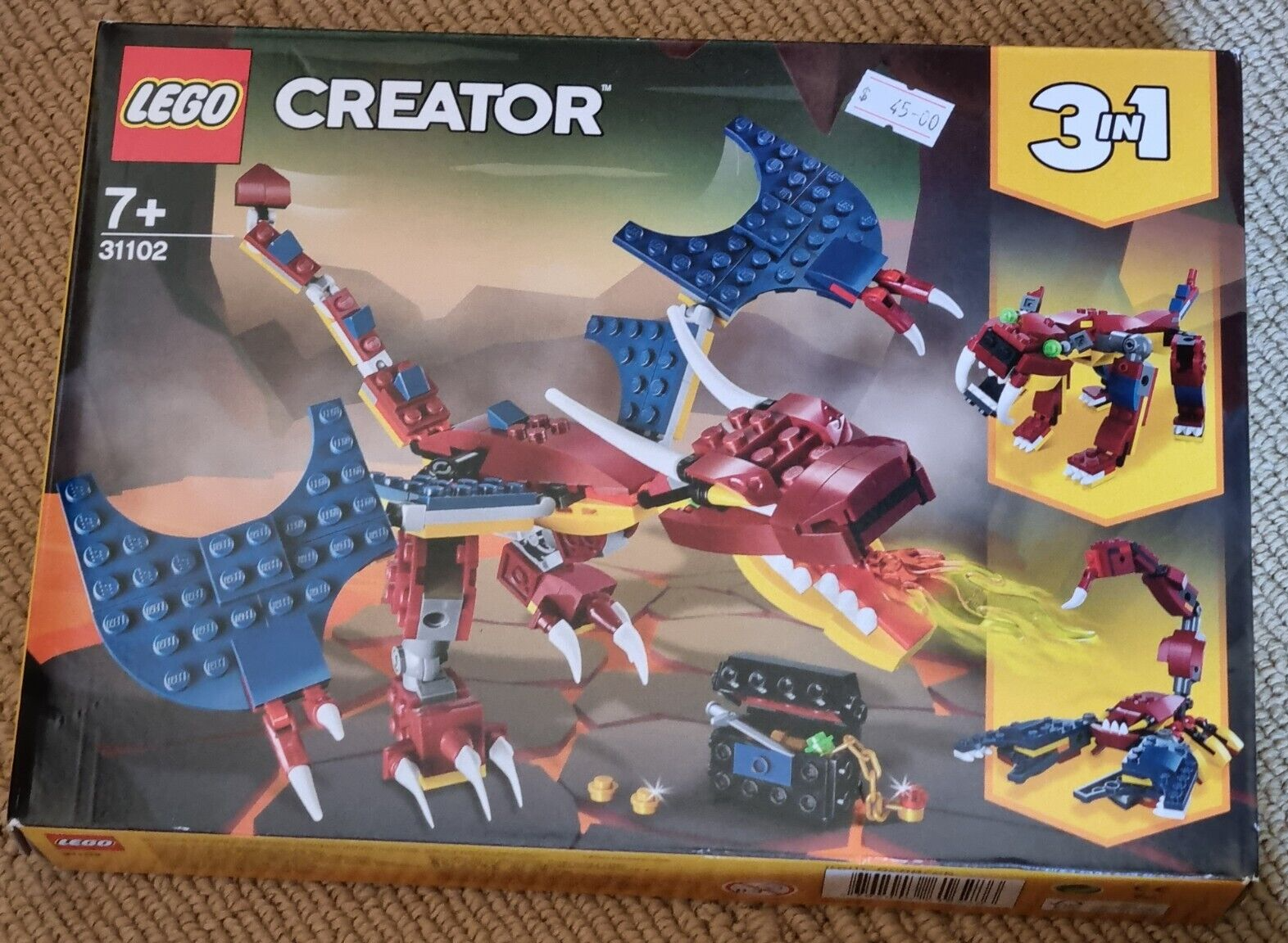 Fire Dragon Creator 3-in-1 Fire dragon Saber-toothed tiger Scorpion Retired LEGO