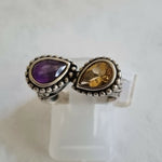 Ring Amethyst Citrine Ring Crystal Gemstone sterling silver size 7 jewelry mixed