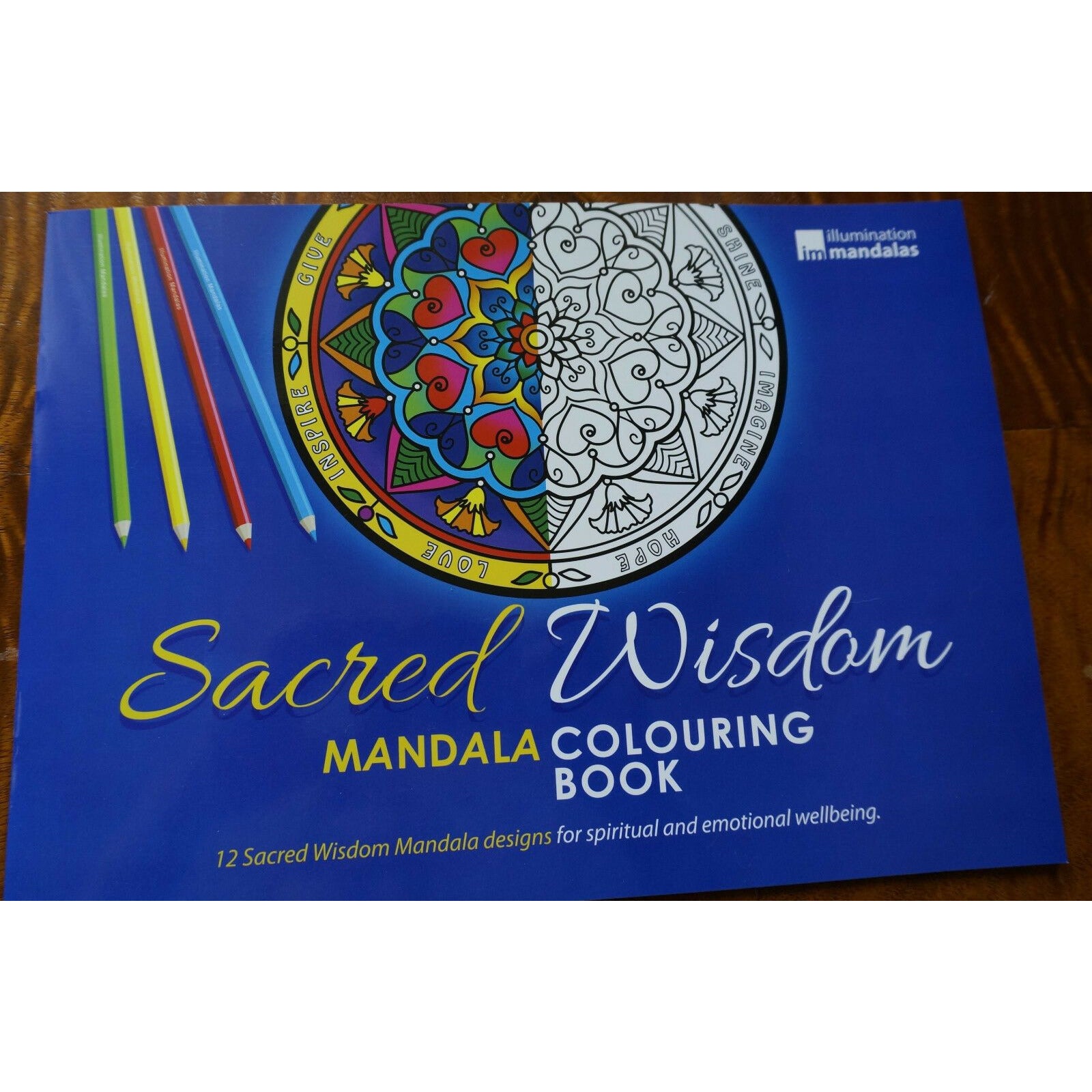 Sacred Wisdom Mandala Coloring book stained glass decal designs wellbeing NEW