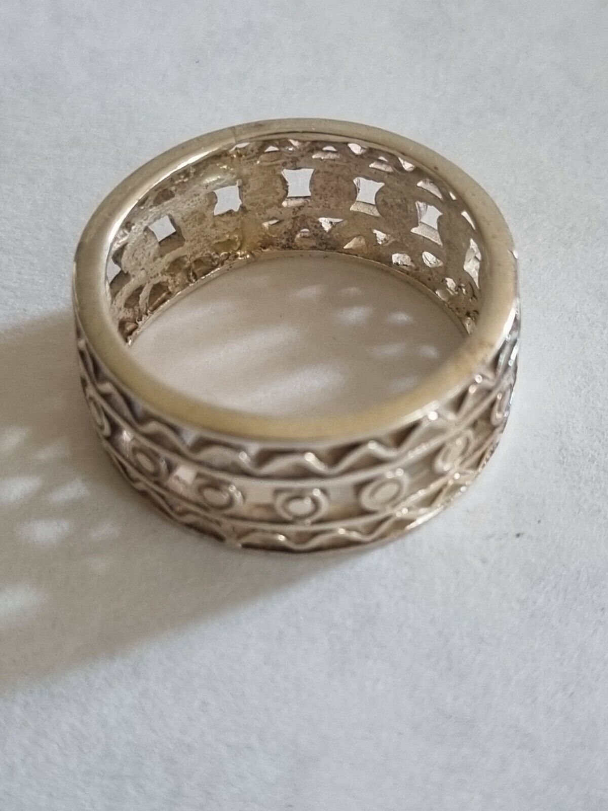 RING Decorative Band FILIGREE Scroll pattern Sterling Silver band size 10 WIDE