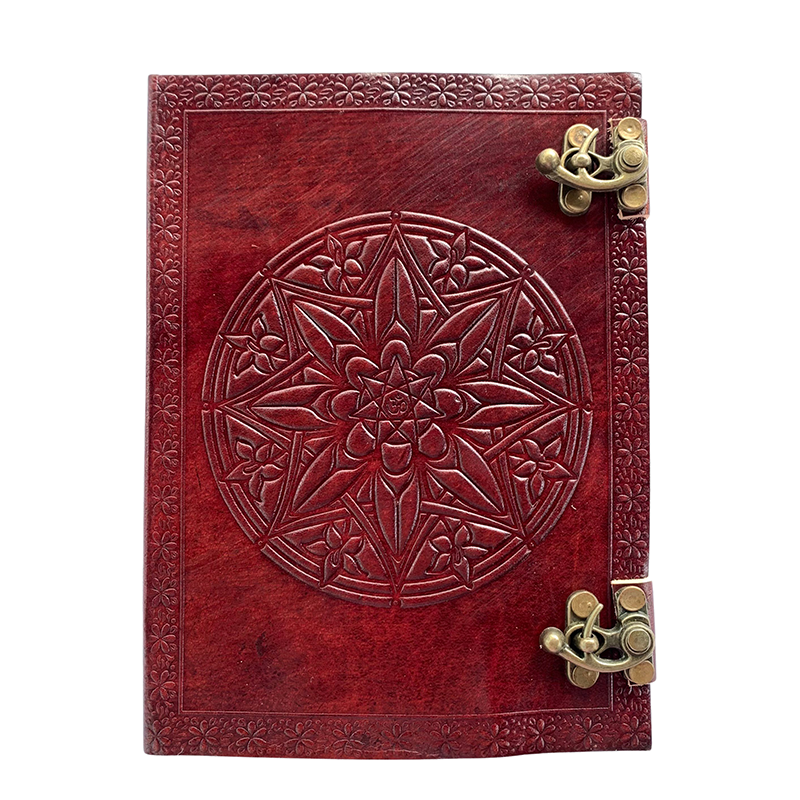 Leather Book of shadows Handmade spells Journal Keepsake 20cm OHM FLOWER