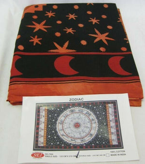 Zodiac throw bed spread wall hanging Massage table Star sign Red