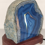 Agate Lamp blue rough Natural light crystal gemstone base led globe Au
