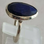 Ring Lapis lazuli polished Faceted crystal Gemstone sterling silver size 8.0