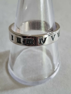 Ring Roman numerals Band Sterling silver numbers ancient Rome Ring size 10