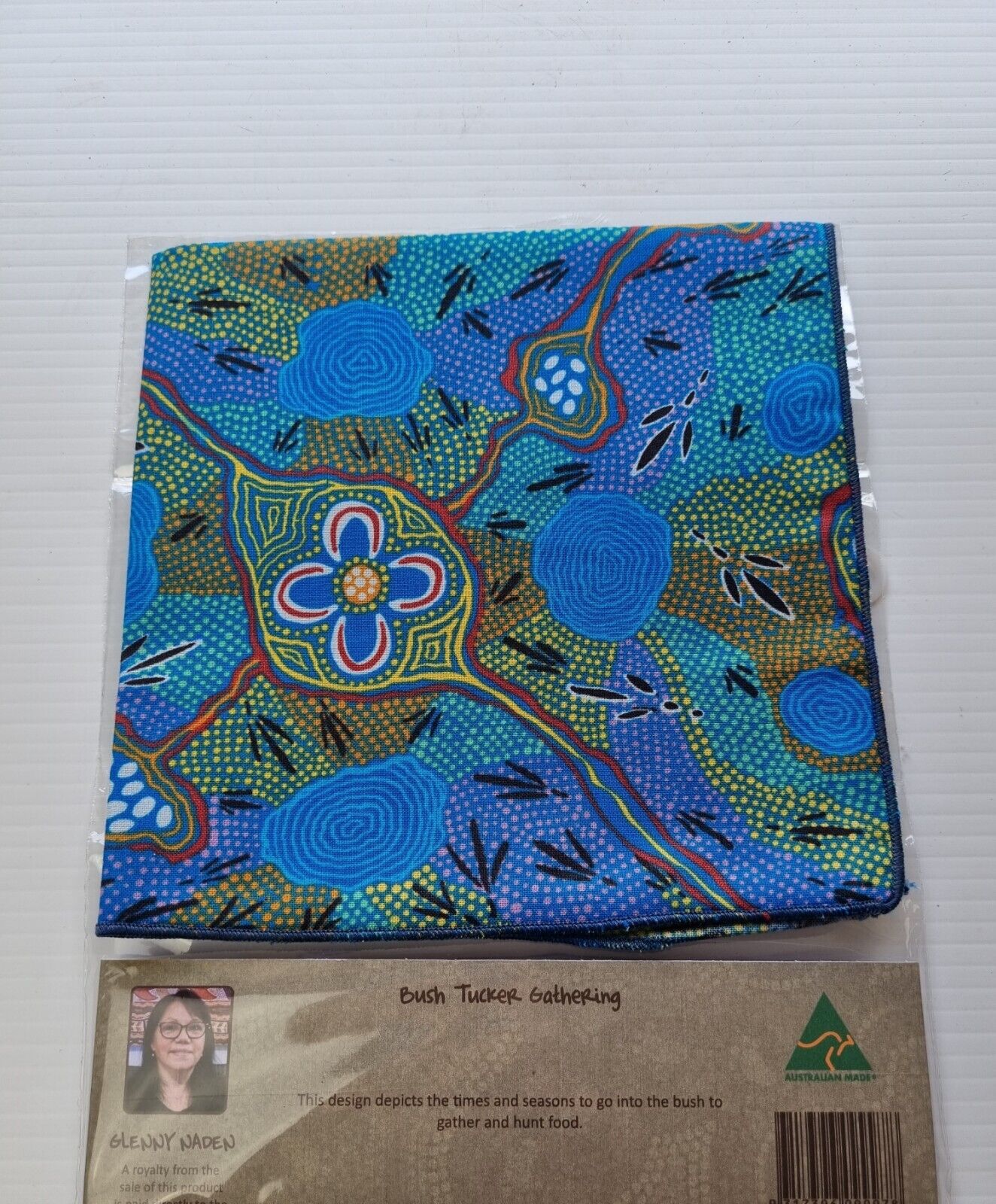 Aboriginal Handkerchief indigenous Art Cotton Hanky Pocket Bush Tucker Gathering