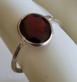 Ring Garnet Ring Polished Gemstone Natural Sterling silver size 6 RING