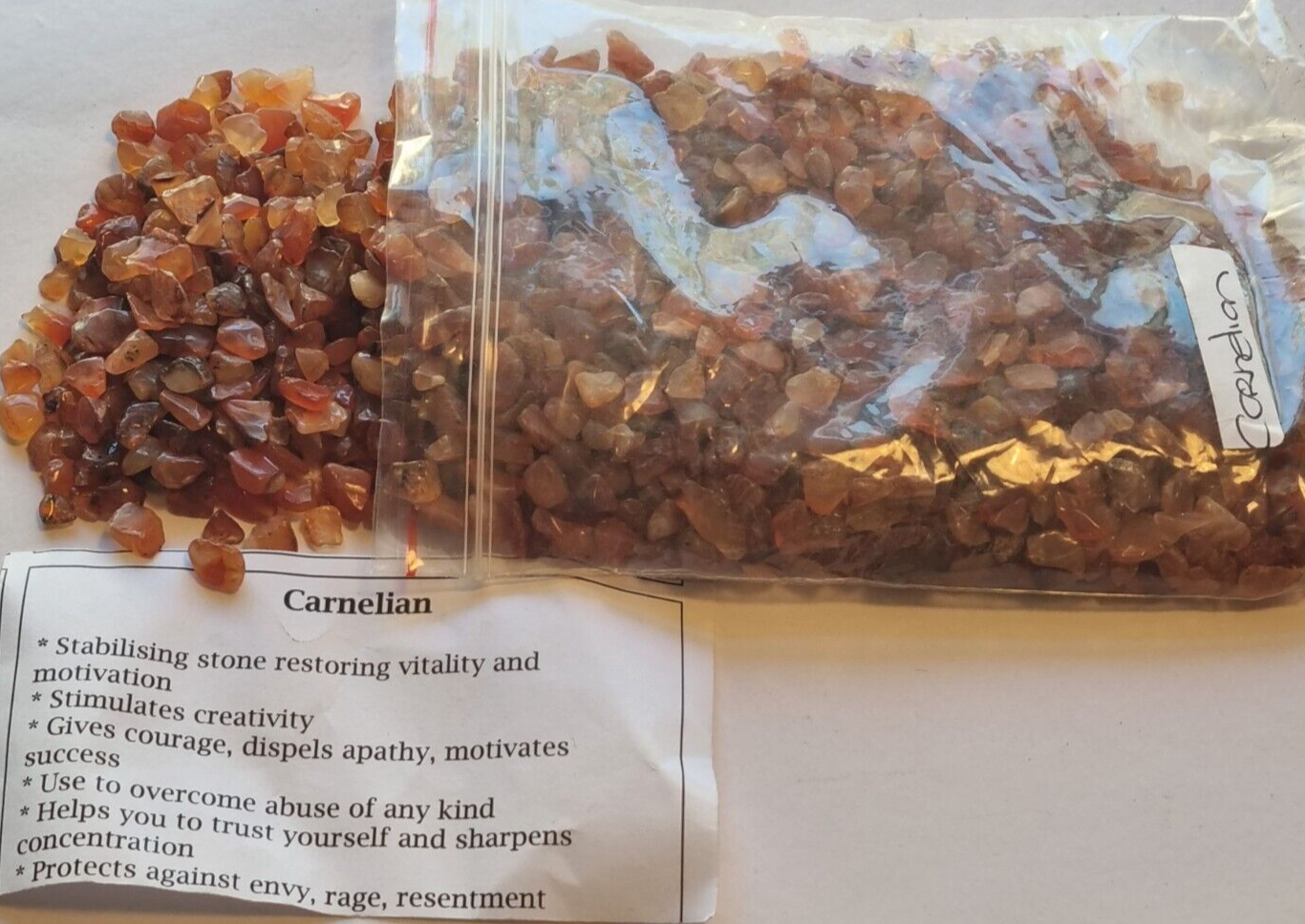 Gemstone Chips Natural Crystal Polished Stones Bulk 250 grams Carnelian