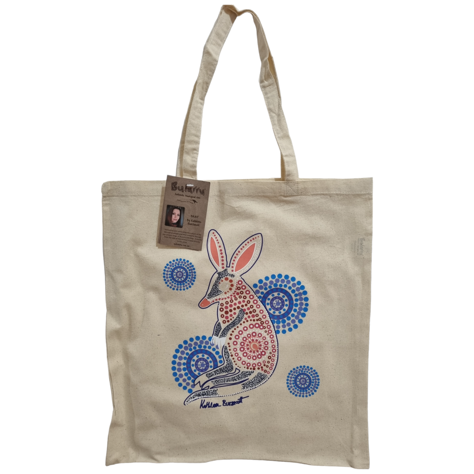 ABORIGINAL Cotton bag shopping tote INDIGENOUS Bulurru Art AUSTRALIAN BILBY