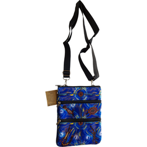 Aboriginal indigenous Art Bulurru Aboriginal 3 Zip Bag Handbag MEETING PLACE