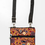 Aboriginal indigenous Art Bulurru Aboriginal 3 Zip Bag Handbag BUSH TUCKER TAN