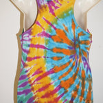 T-Shirt Tie dye top hippie yoga Nepal cotton Unisex tank top Orange mix 10-12