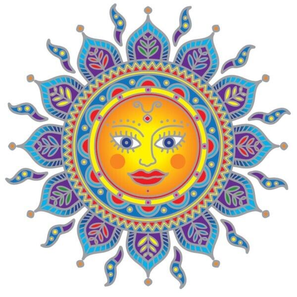 Golden Sun Sticker Window bumper Glass Door Decal luminous Sunseal Mandala