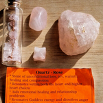 Rose Quartz Gemstone Kit Tree bottle Polished & Rough stone Merkabah