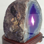 Agate Lamp PURPLE Rough Natural light crystal gemstone base led globe Au