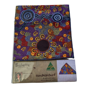 Aboriginal Handkerchief indigenous Art Cotton Hanky Pocket Women At Waterholes