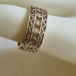 RING Decorative Band FILIGREE Scroll pattern Sterling Silver band size 10 WIDE