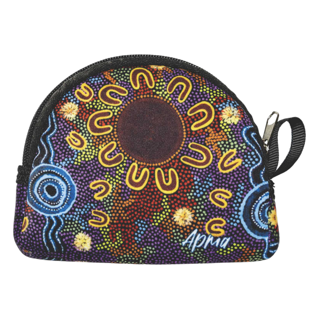 Aboriginal Coin Purse bag Neoprene indigenous Art Bulurru WOMEN AT WATERHOLES
