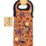 Aboriginal indigenous Artist Bulurru Wine Bottle Drink Holder BUSH TUCKER TAN