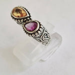 Ring Amethyst Citrine Ring Crystal Gemstone sterling silver size 7 jewelry mixed