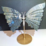 BUTTERFLY WINGS Labradorite Blue flash hand carved stand 1.325 kilos Stunning
