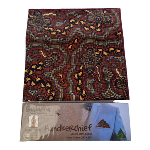 Aboriginal Handkerchief indigenous Art Cotton Hanky Pocket ON WALK ABOUT