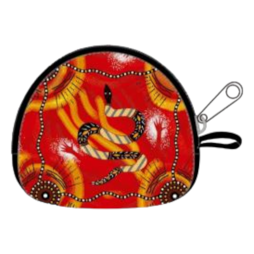 Aboriginal Coin Purse Neoprene indigenous Art Bulurru MEETING PLACE FIRE