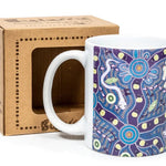 Aboriginal Coffee Mug in Gift Box Indigenous Artist Bulurru Cup BUSH TUCKER