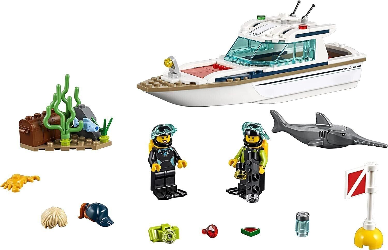 LEGO CITY Boat 60221 Diving Yacht Boat with Shark, Retired LEGO