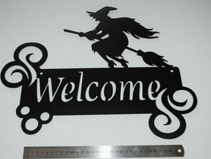 Witch Welcome plama cut handmade sign wall art XL 44cm x 39cm Flying Witch
