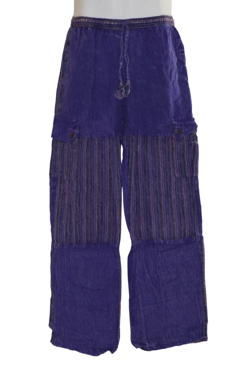 Pants Stripped Tibetan cotton hippy Mens Nepal yoga Comfy Unisex Summer patch