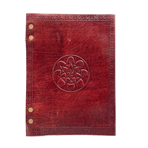Leather Book of shadows Handmade spells Journal Keepsake 20cm OHM FLOWER