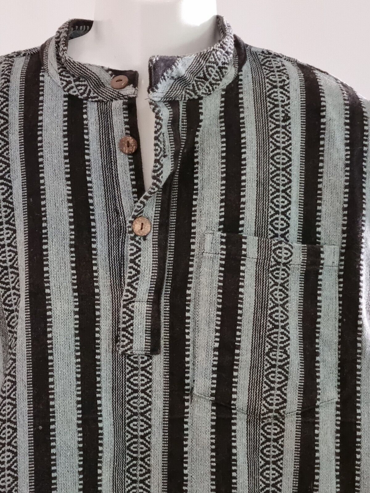 Shirt Men's winter woven heavy Cotton Nepal long sleeve Top