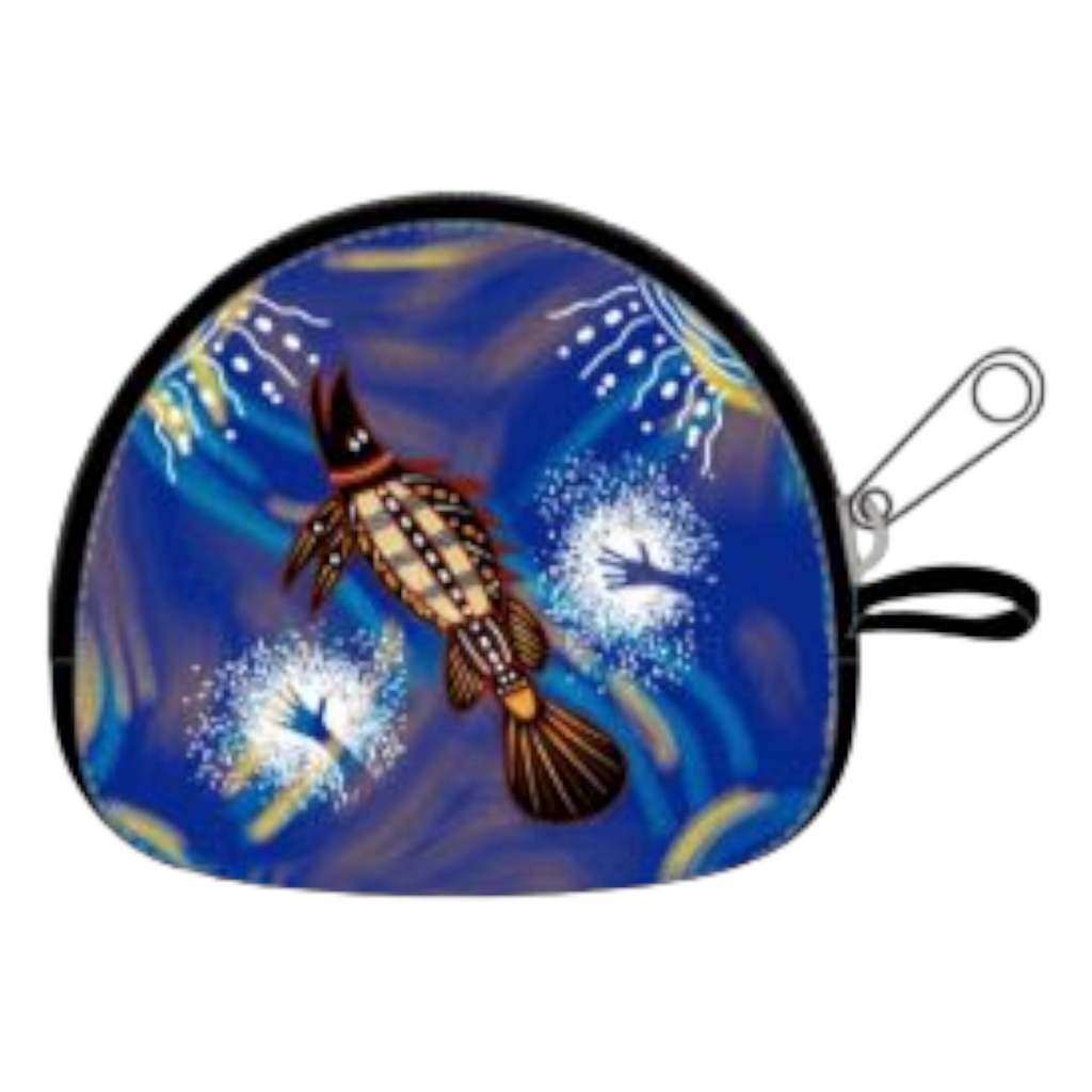 Aboriginal Coin Purse bag Neoprene indigenous Art Bulurru MEETING PLACE WATER