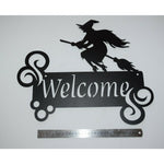 Witch Welcome plama cut handmade sign wall art XL 44cm x 39cm Flying Witch