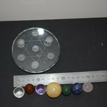 Crystal Grid with spheres chakra set Glass plate Reiki Handicraft gemstones