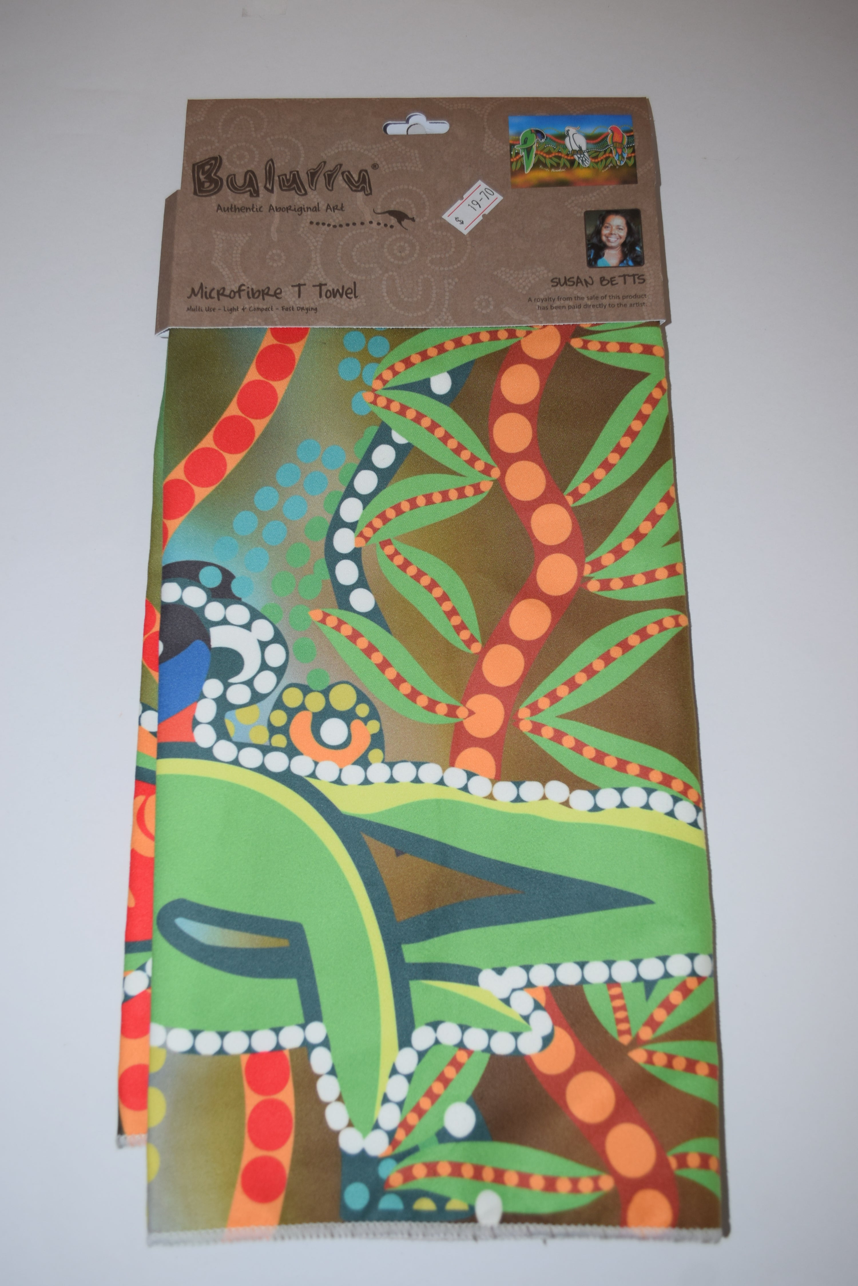 ABORIGINAL INDIGENOUS AUSTRALIAN Artist Bulurru Tea towel birds