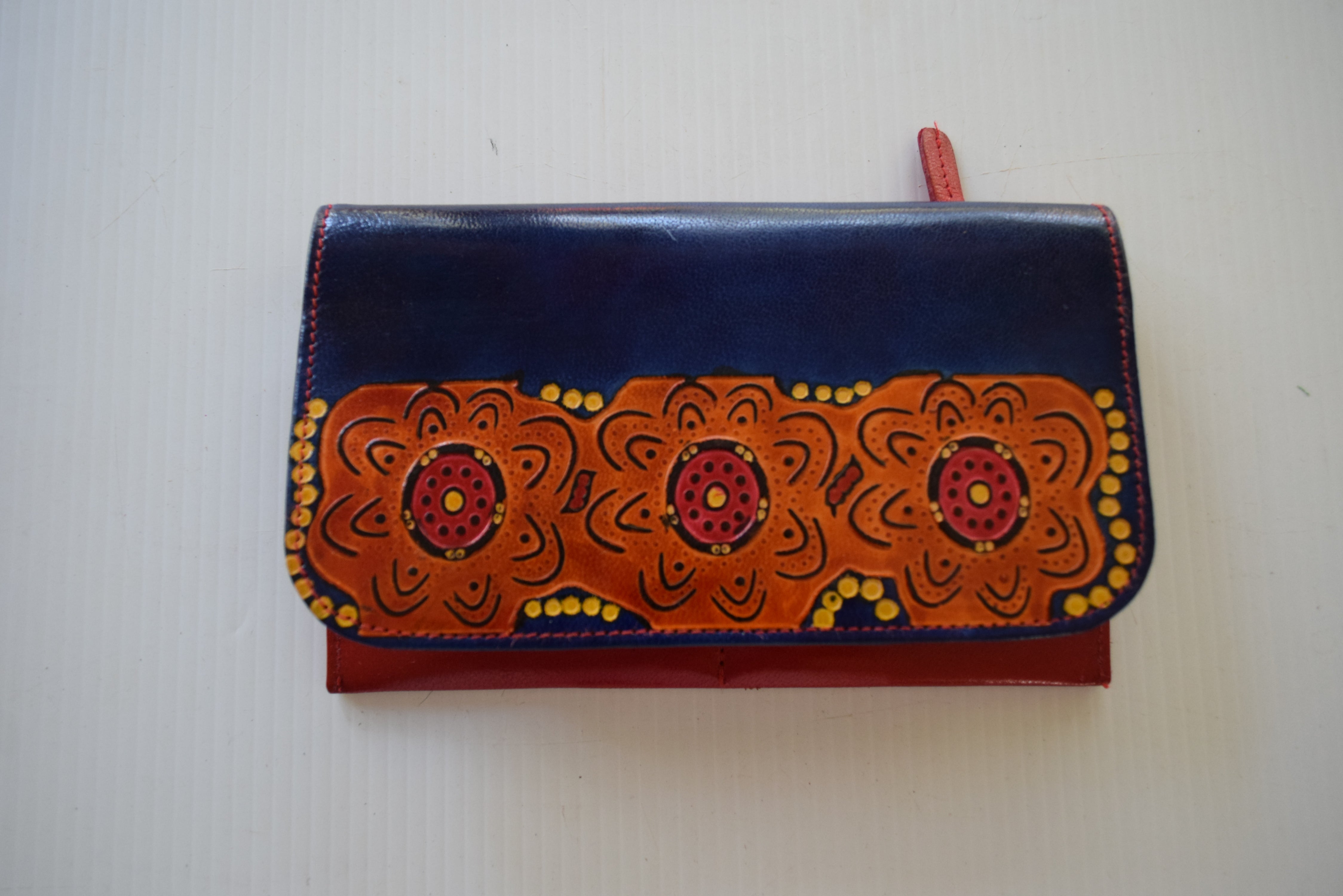 Australian indigenous Artist Leather Wallet Ladies purse travel 20cm x 13cm